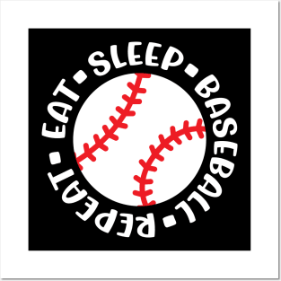 Eat Sleep Baseball Repeat Baseball Mom Boys Girls Cute Funny Posters and Art